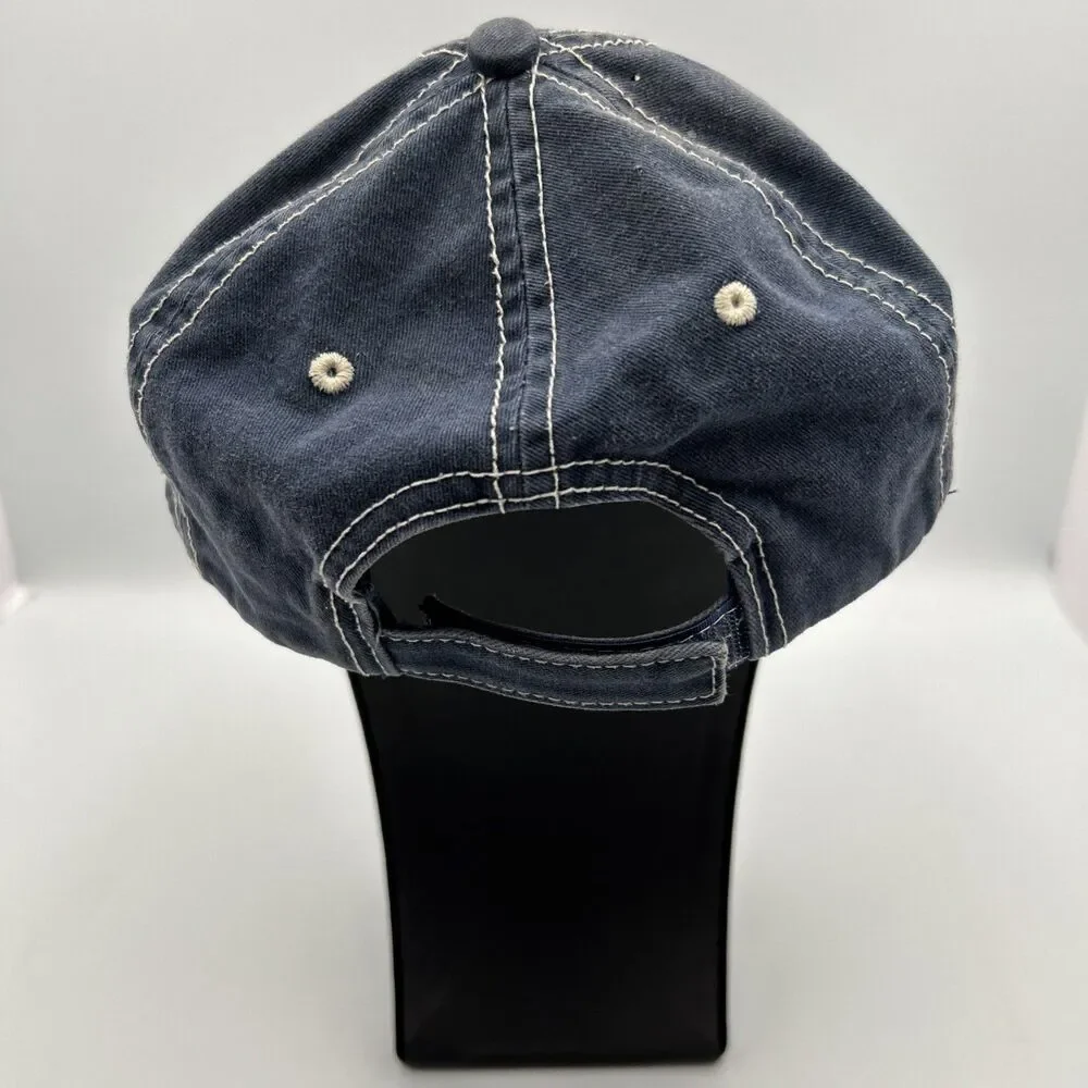Budweiser Beer Cap Distressed Patch Logo Denim Adjustable Hat Navy